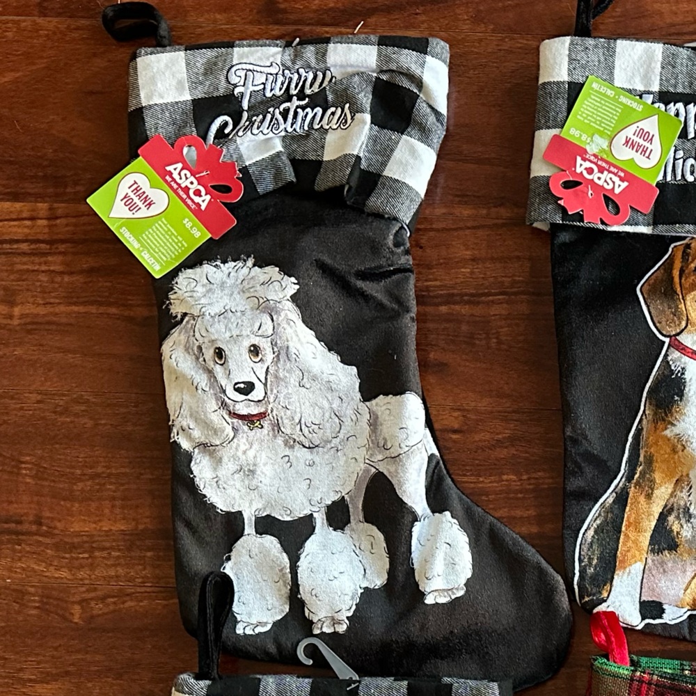 ASPCA Christmas Dog Stocking "Furry Christmas" Black Poodle 18" New w/tag